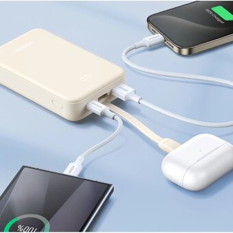  Внешний аккумулятор UGREEN PB505 (35340) 20000mAh Quick Charging Power Bank 20W Build-in USB-C Cable -White 