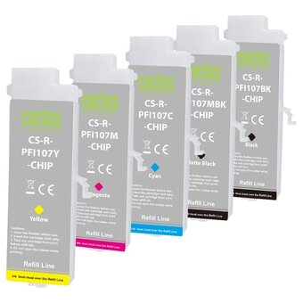  Картридж перезаправляемый струйный Cactus CS-R-PFI107SET-Chip набор 5шт.упак. для Canon imageProGraf iPF670/680/685/770/780/785 с чипом 