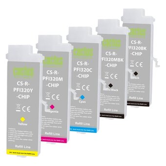  Картридж перезаправляемый струйный Cactus CS-R-PFI320SET-Chip набор 5шт.упак. для Canon imageProGraf TM-200/200MFP/205/300/300MFP/305/250/255/350/355 