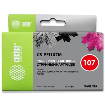  Картридж перезаправляемый струйный Cactus CS-R-PFI107M-Chip пурпурный для Canon imageProGraf iPF670/680/685/770/780/785 