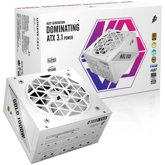  Блок питания 1STPLAYER NGDP Gold 1000W White (HA-1000BA4-WH)/ATX 3.1, APFC, 80 Plus Gold, LLC+DC-DC, full Japan solid-state caps, 120mm, full modular 