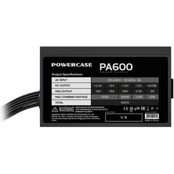  Блок питания Powercase PA600 (PA-600SI) (ATX 2.31, 600W, APFC, 120mm Fan) 