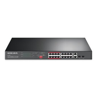  Коммутатор Mercusys MS118CP 16-портовый монтируемый в стойку PoE+ 10/100Мбит/с с 2 гигабитными портами 