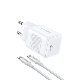  Зарядное утройство UGREEN X513 (65013) 30W USB-C GaN Fast Charger With USB-C-USB-C Cable 1m EU White 
