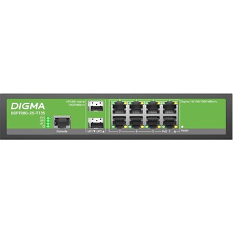  Коммутатор управляемый Digma DSP708G-2S-T135 (L2+) 8x1Гбит/с 2SFP 8PoE 8PoE+ 135W 