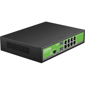 Коммутатор управляемый Digma DSP708G-2S-T135 (L2+) 8x1Гбит/с 2SFP 8PoE 8PoE+ 135W 