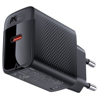 СЗУ ACEFAST A82 PD20W GaN single USB-C charger with USB-C to USB-C charging cable EU Black 