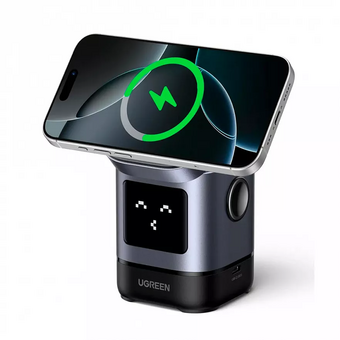  Зарядное устройство UGREEN W709 (45775) UNO 2-in-1 Robot Magnetic Wireless Charger 20W With Cable USB-C-USB-C 1m Gray 