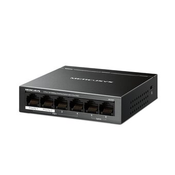  Коммутатор Mercusys MS106P настольный с 6 портами 10/100Мбит/с (4 порта PoE+) 