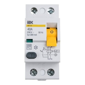  УЗО IEK ВД1-63 (MDV10-2-040-300) белый (упак. 1шт) 