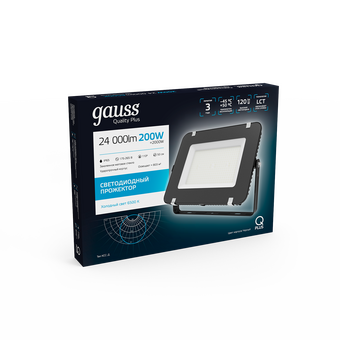  Прожектор уличный Gauss Qplus 613100200 светодиодный 200Вт черный 