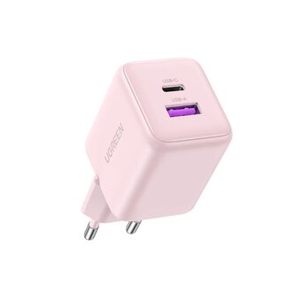  Зарядное устройство UGREEN X516 (65017) 30W 2-Port USB-C&USB-A GaN Fast Charger EU Pink 