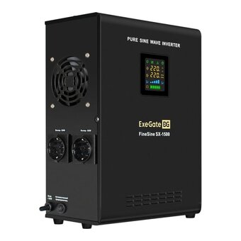  ИБП Exegate FineSine SX-1500.LCD.AVR.2SH EX295998RUS инвертор, синус, для котла, настенный 1500VA/1050W, чистая синусоида, цветной LCD-дисплей 