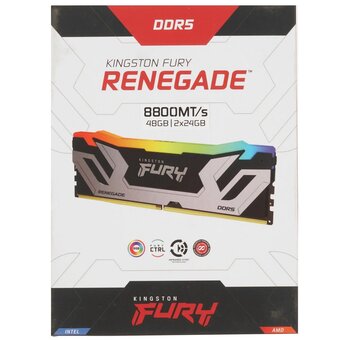  ОЗУ Kingston Fury Renegade Silver RGB (KF588CU42RSAK2-48) 48GB DDR5 8800 On-Die ECC CUDIMM CL42 kit 2*24gb 