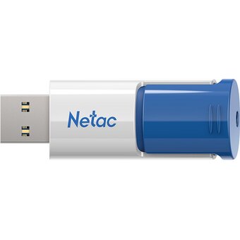  USB-флешка Netac U182 Blue (NT03U182N-256G-32BL), 256Gb USB3.2, сдвижной корпус, пластиковая бело-синяя 