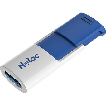  USB-флешка Netac U182 Blue (NT03U182N-256G-32BL), 256Gb USB3.2, сдвижной корпус, пластиковая бело-синяя 