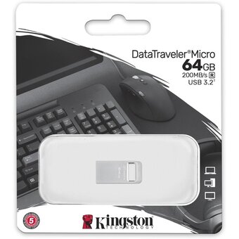  USB-флешка Kingston DTMC3G2/64GB DataTraveler 64GB 3.0 металл серебристый 