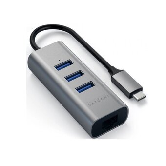  USB-хаб Satechi ST-TC2N1USB31AM Type-C 2-in-1 USB 3.0 Aluminum 3 Port Hub, 3xUSB 3.0, Rj-45/1Gb Серый 