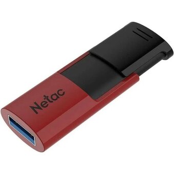  USB-флешка Netac U182 Red (NT03U182N-064G-32RE), 64Gb USB3.2, сдвижной корпус, пластиковая чёрно-красная 