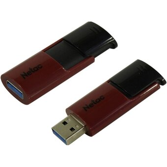  USB-флешка Netac U182 Red (NT03U182N-064G-32RE), 64Gb USB3.2, сдвижной корпус, пластиковая чёрно-красная 