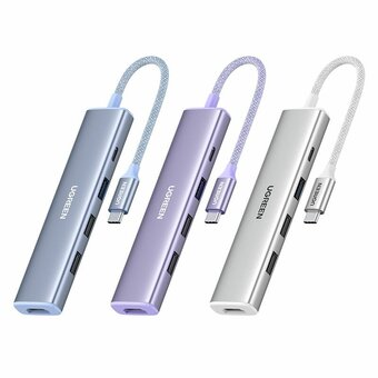  Конвертер UGREEN CM478 (35582) USB-C To HDMI 4K 32Hz+3*USB 3.0 A+PD Power Converter Creamy Purple 
