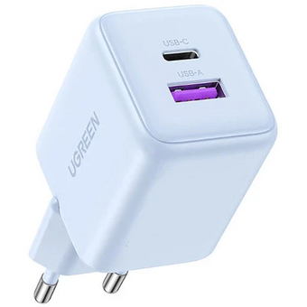  Зарядное устройство UGREEN X516 (65016) 30W 2-Port USB-C&USB-A GaN Fast Charger EU Blue 
