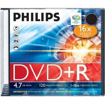  Диск DVD+R Philips DR4S6S01F/97 4.7Gb, 16x, Slim Case (1) 