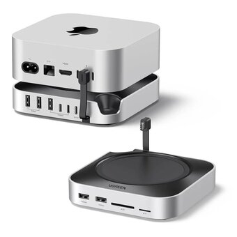  Зарядная станция UGREEN CM841 (65487) 11-in-1 3×USB-A 3.2&2×USB-A 3.0&2×USB-C 3.2&SD/TF&NVMe SSD Docking Station for Mac Mini M4/M4 Pro серый к 
