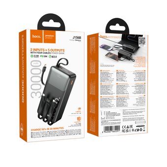  Аккумулятор внешний резервный HOCO J156B Founder 22.5W+PD20W fully compatible 30000mAh черный 