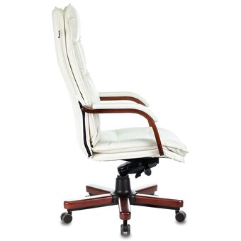  Кресло руководителя Бюрократ T-9927Walnut (T-9927WALNUT/IV-LTHR) слоновая кость кожа крестов. металл/дерево 