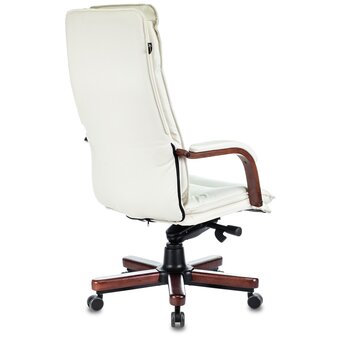  Кресло руководителя Бюрократ T-9927Walnut (T-9927WALNUT/IV-LTHR) слоновая кость кожа крестов. металл/дерево 