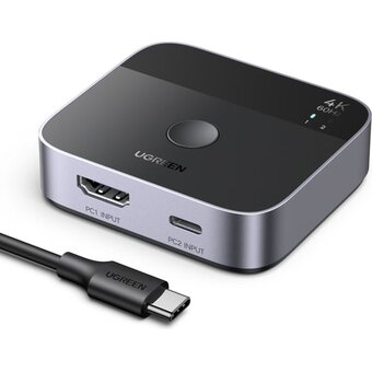  Переключатель UGREEN AW503 (55452) USB-C+HDMI Switch 2 In 1 Out Up to 4K@60Hz Black 
