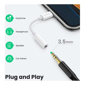  Переходник UGREEN US212 (30759) Lightning to 3.5mm Headphone Jack Adapter white 