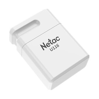  USB-флешка Netac U116 (NT03U116N-128G-32WH), 128Gb USB3.2, миниатюрная пластиковая белая 