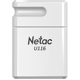  USB-флешка Netac U116 (NT03U116N-128G-32WH), 128Gb USB3.2, миниатюрная пластиковая белая 