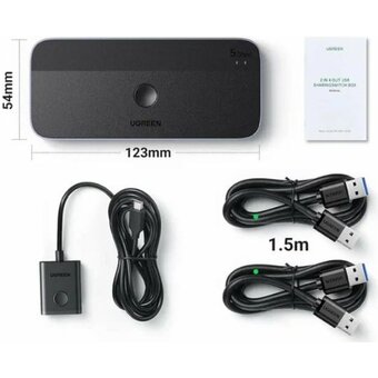  Переключатель UGREEN CM662 (15705) USB 3.0 Sharing Switch 2 In 4 Out Space Gray 