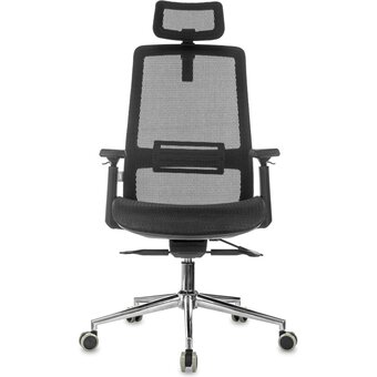  Кресло руководителя Бюрократ MC-912-H/SIT-M/B черный сетка с подголов. крестов. металл хром 