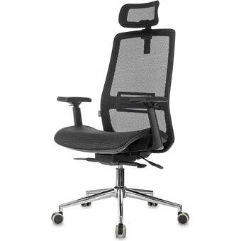  Кресло руководителя Бюрократ MC-912-H/SIT-M/B черный сетка с подголов. крестов. металл хром 