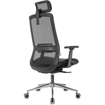  Кресло руководителя Бюрократ MC-912-H/SIT-M/B черный сетка с подголов. крестов. металл хром 