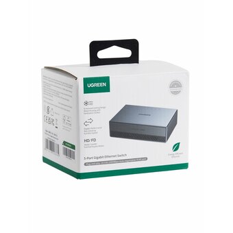  Коммутатор UGREEN CM633 (15641EU) 5-Port Gigabit Ethernet Switch Aluminum Housing EU Gray 