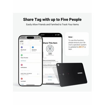 Bluetooth трекер для поиска вещей UGREEN CM817 (45298) Smart Bluetooth Finder черный 