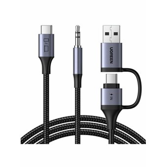  Аудиоадаптер UGREEN CM772 (45009) 2-in-1 USB-A USB-C Jack 3.5 Audio Adapter серый 