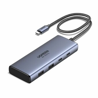 Хаб UGREEN CM498 (45379) 7-in-1 4K 60Hz USB-C to 2*USB-A 3.2+2*USB-C 3.2+2*HDMI+PD Port Converter Gray 