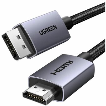  Кабель UGREEN DP125 (35845) DP Male To HDMI Male Cable 4K 30Hz 5m Black/Gray 