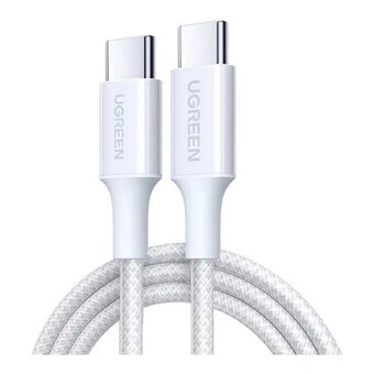  Кабель UGREEN L502 (35221) USB-C to USB-C PD Fast Charging Braided Cable 5A Max 2m White 