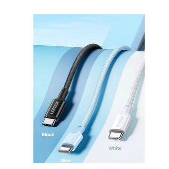  Кабель UGREEN L502 (35220) USB-C to USB-C PD Fast Charging Braided Cable 5A Max 1m White 