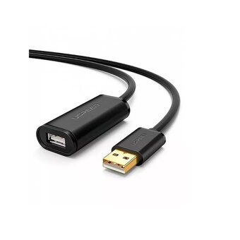  Кабель UGREEN US121 (10323) USB 2.0 Active Extension Cable with Chipset, 15м черный 