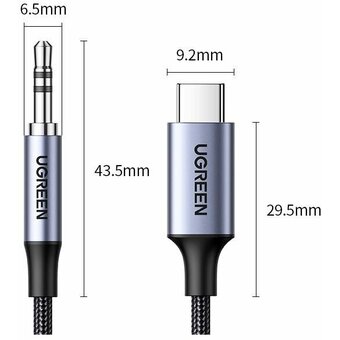  Кабель UGREEN CM450 (65102) USB-C Male to 3.5mm Male Audio Cable Adapter 3m Black 