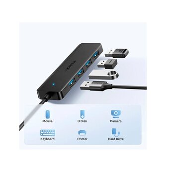  Хаб UGREEN CM219 (35574) 4-Port USB 3.0 Hub with USB-C power port 1m Black 