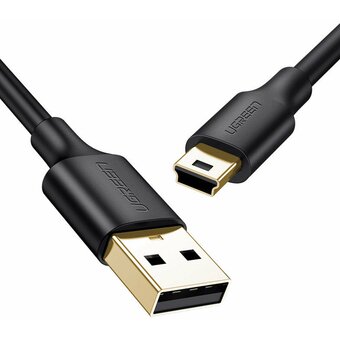  Кабель UGREEN US132 (10355) USB 2.0 A Male to Mini 5 Pin Male Cable, 1м черный 